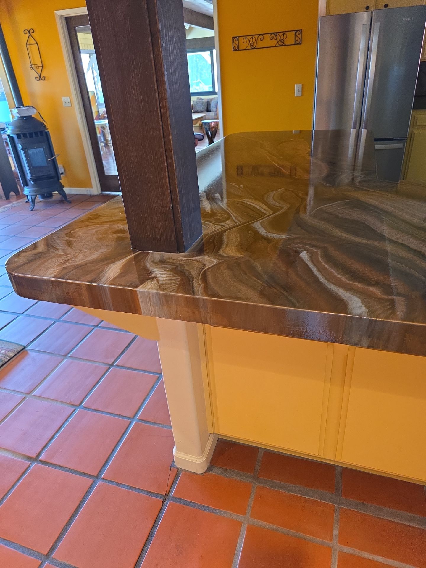 Full kitchen countertop with epoxy finish