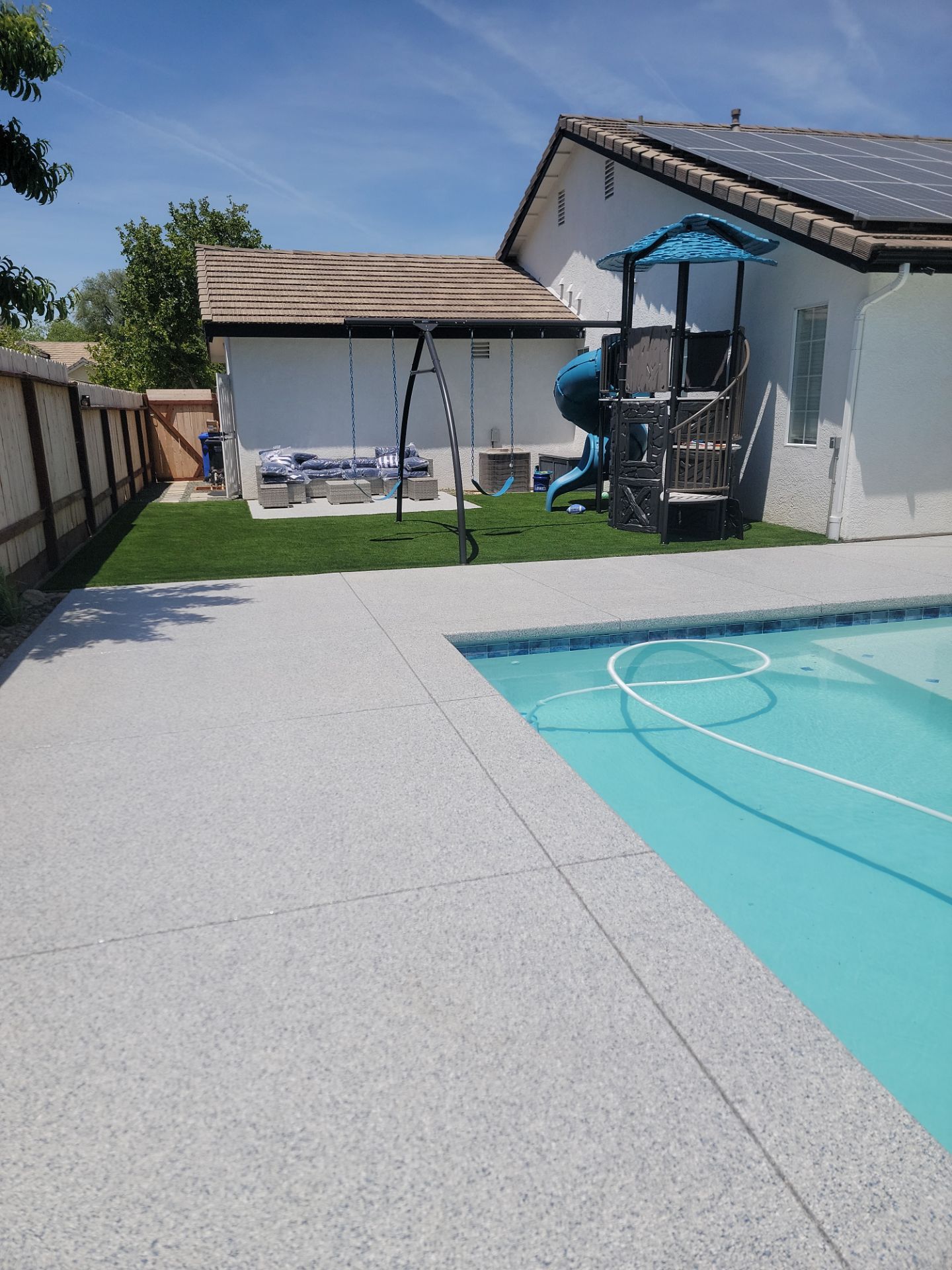 Back patio with chip coating